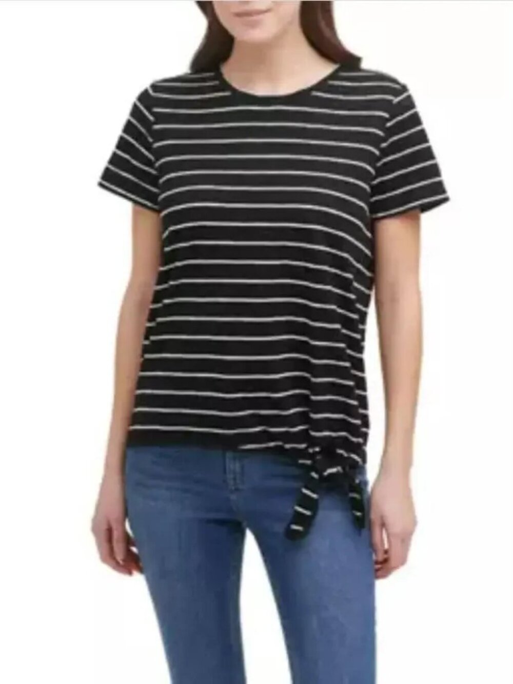 NWT Calvin Klein Short Sleeve Tie Front Slub Knit Top size S